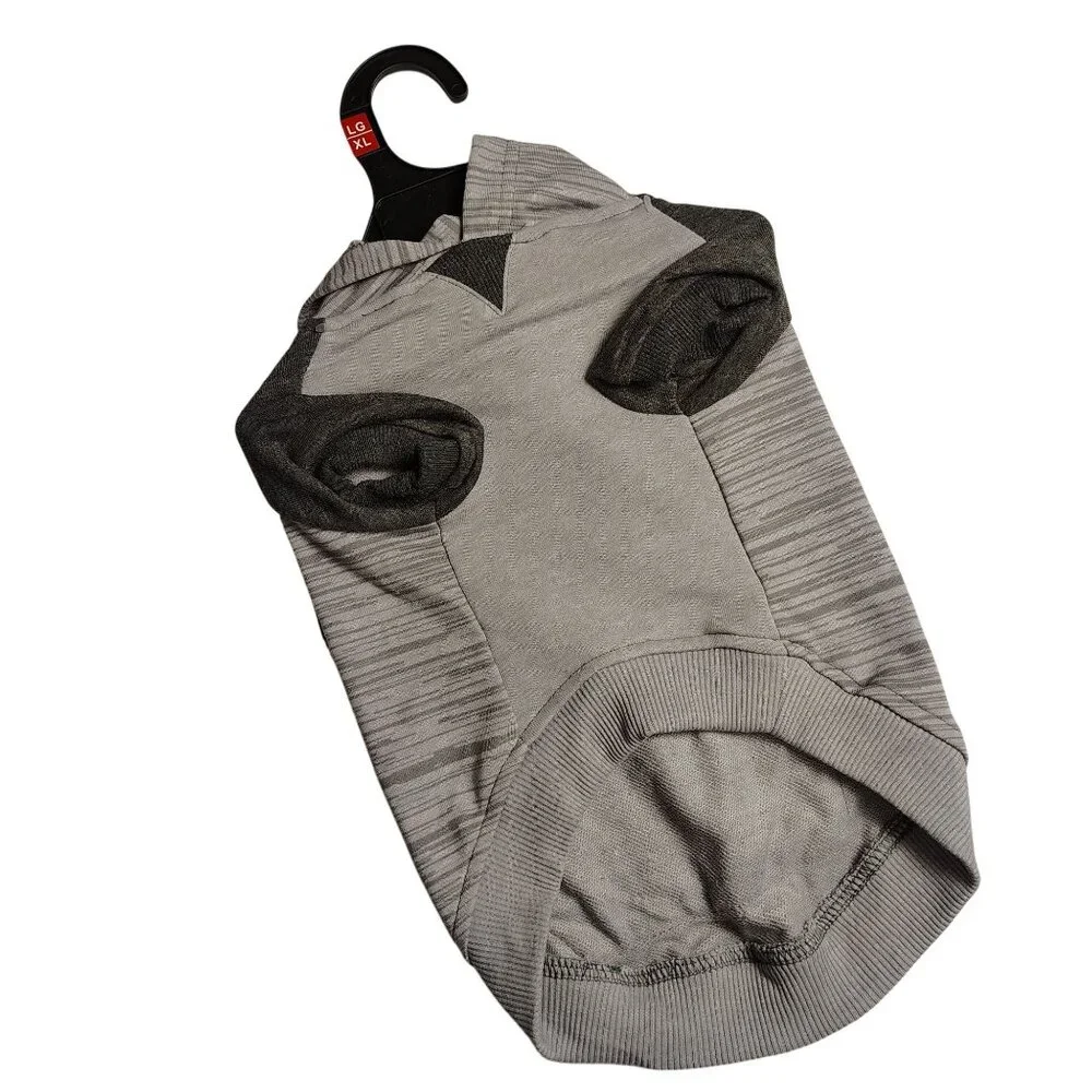 Reddy Cat L/XL Pet Hoodie Gray and Charcoal Striped Design